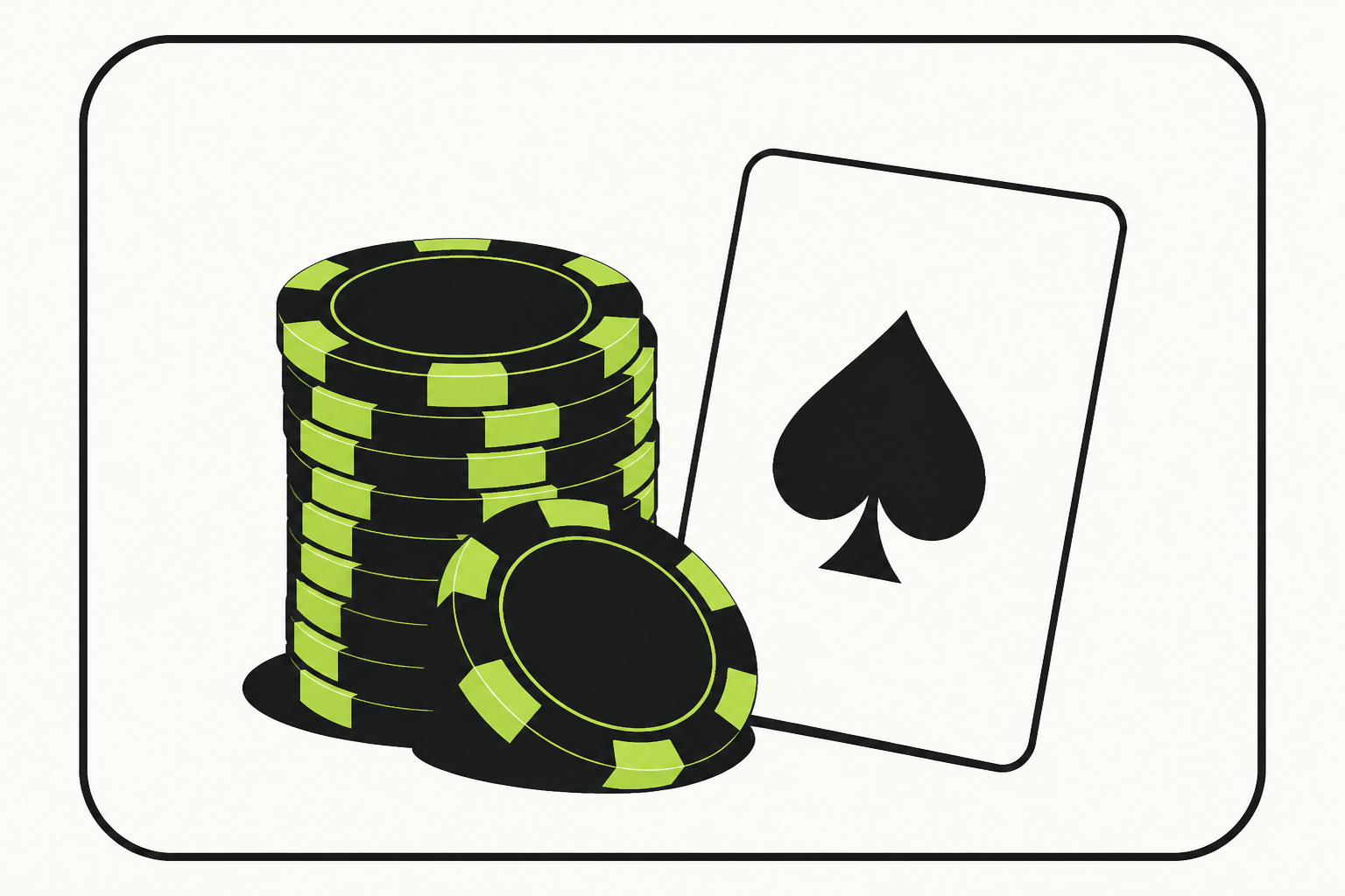 Graphic of casino chips and a card silhouette